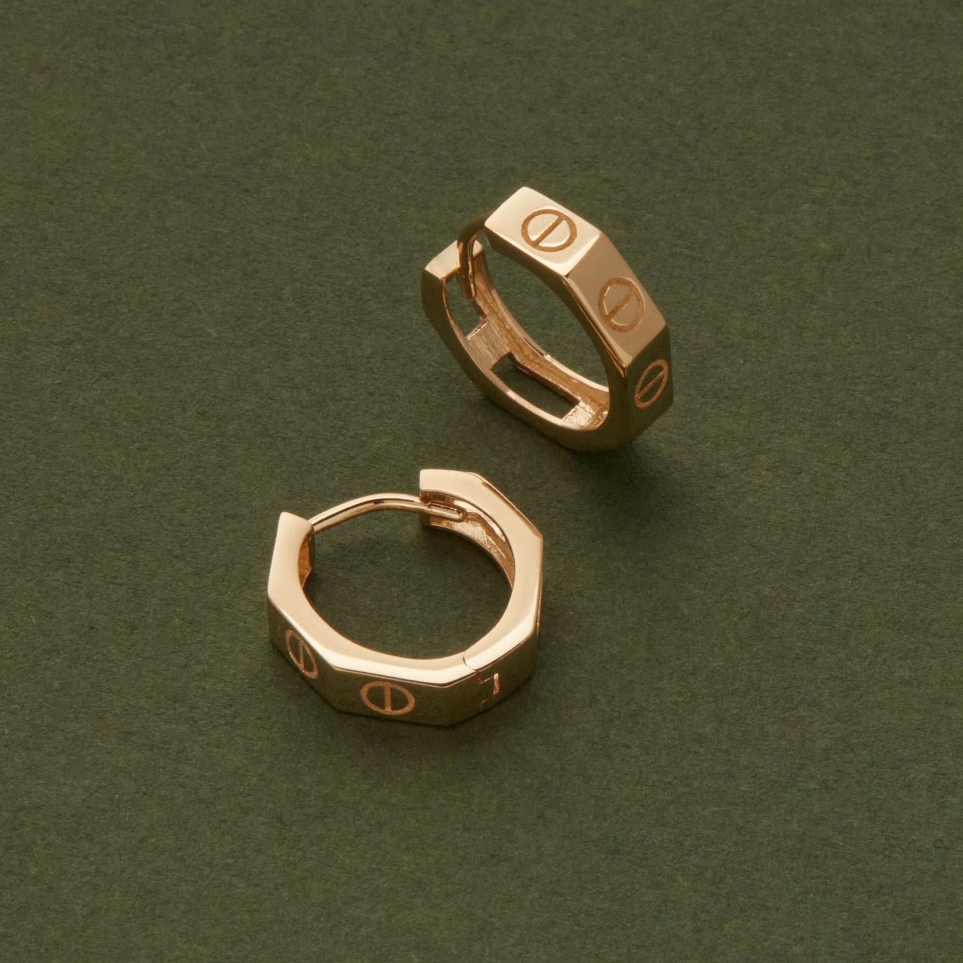 Earring Post Tag Mini Hexagon Single HoleAntique Gold - Nunn Design